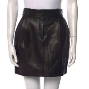 Theory Black Leather Pencil Skirt